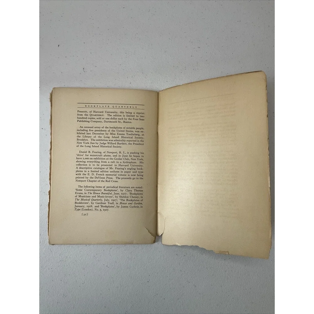 The Bookplate Quarterly April 1918‎ American Society Ex Libris Antique Book Rare